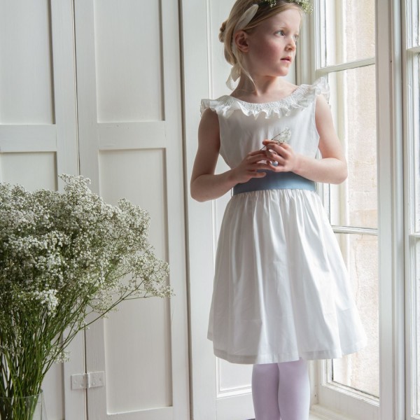 Grace Dress with Pearl Hand Smocking and Silk Sash