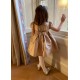 Diana Special Occasion Dress Champagne Silk with Gypsophila Hand Smocking
