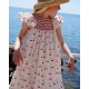 Indira Gandhi Flutter Dress Mon Cherry Cotton with a La Mode Hand Smocking Indira Gandhi Flutter Dress Mon Cherry Cotton with a La Mode Hand Smocking