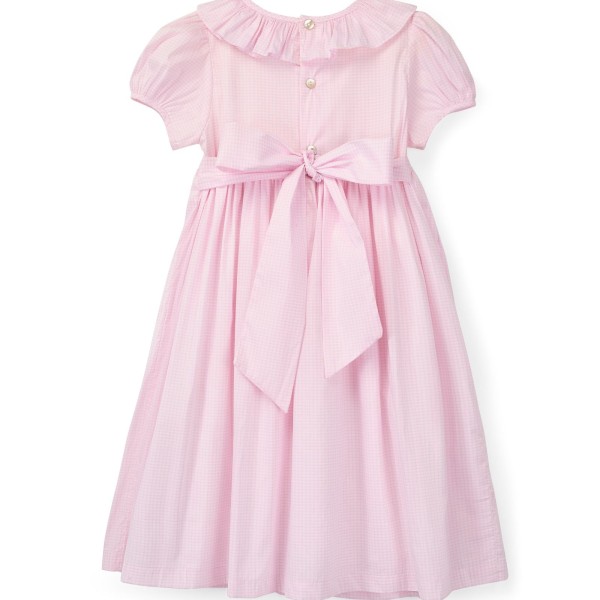 Katherine Johnson Dress Pink Grid Cotton with Strawberrylicious Hand Smocking