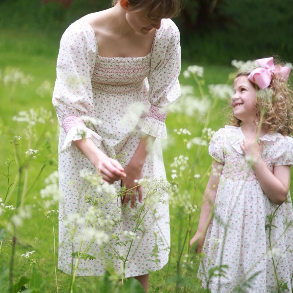 Katherine Johnson Dress Rosebud Plumetti with Vintage Rose Hand Smocking Katherine Johnson Dress Rosebud Plumetti with Vintage Rose Hand Smocking