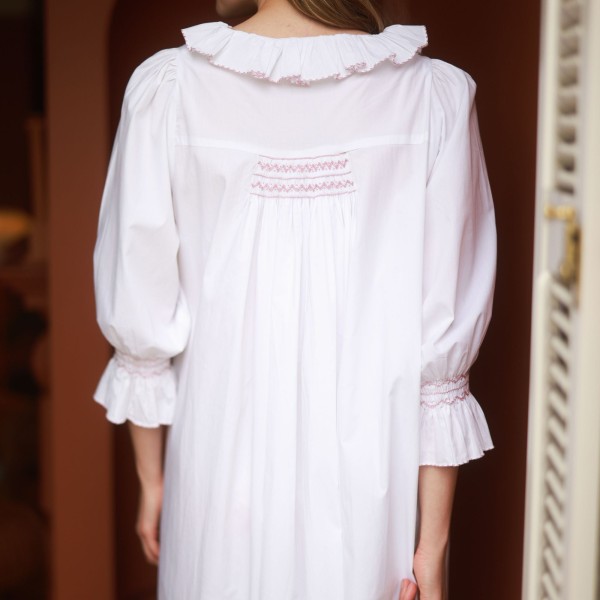 Bessie Coleman Women's Dress Moonstone Cotton with Kir Royale Hand Smocking Bessie Coleman Women's Dress Moonstone Cotton with Kir Royale Hand Smocking