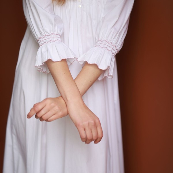 Bessie Coleman Women's Dress Moonstone Cotton with Kir Royale Hand Smocking Bessie Coleman Women's Dress Moonstone Cotton with Kir Royale Hand Smocking