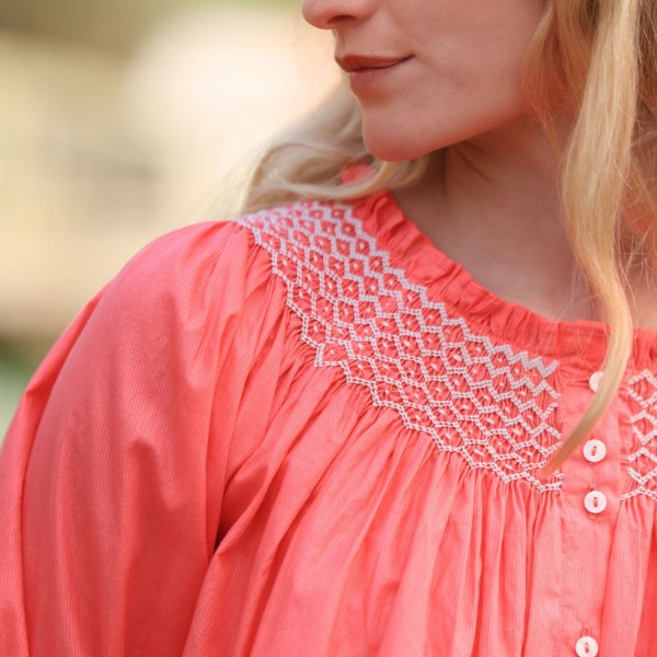 Cleopatra Blouse Calypso Stripe with Milk Hand Smocking Edition 42