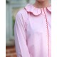 De Beauvoir Blouse Dolls House Stripe with Kiss Kiss Embroidery