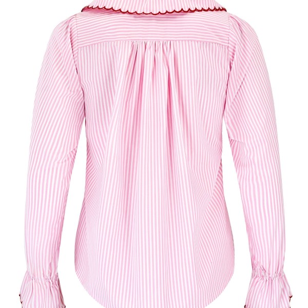 De Beauvoir Blouse Dolls House Stripe with Kiss Kiss Embroidery