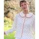 De Beauvoir Blouse Cherry Cheesecloth with Red Apple Embroidery