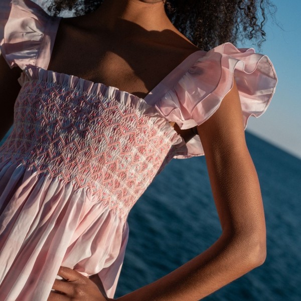 Rachel Carson Dress Candyfloss Gingham with Cocoloco hand Smocking