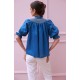Scholl Blouse Cobalt Linen with Vanilla Hand Smocking Edition 54