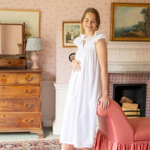 Mother Teresa Women's Nursing & Maternity Dress with Mermaid Tail Oyster Hand Smocking